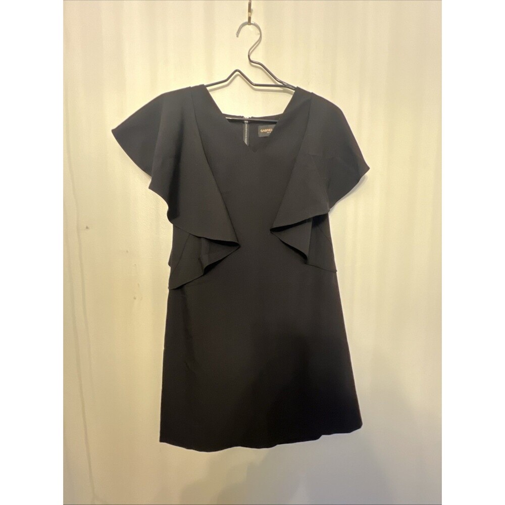 Gabrielle Union NY&Co Womens Black Sheath Dress Flutter Sleeve V Neck Sz S Small
